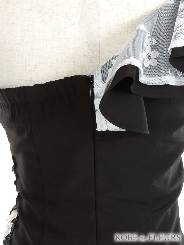 画像8: XSサイズあり【ROBE de FLEURS/ローブドフルール】3Dフラワー/ アシンメトリー/ シアー/ タイト/ ミニドレス/ キャバドレス[OF08] (8)