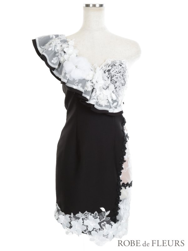 画像9: XSサイズあり【ROBE de FLEURS/ローブドフルール】3Dフラワー/ アシンメトリー/ シアー/ タイト/ ミニドレス/ キャバドレス[OF08] (9)