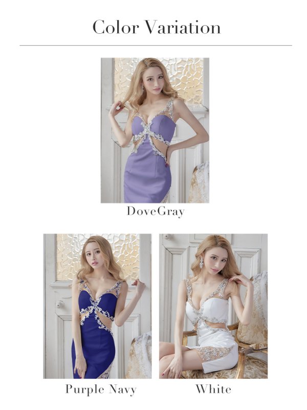 画像10: XSサイズあり【IRMA/イルマ】ビジューデザイン/ サイドシアー/ ワンカラー/ ストレッチ/ タイト/ ミニドレス/ キャバドレス【HC02】 (10)