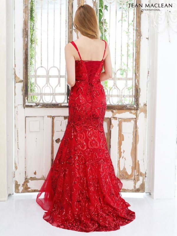 画像3: Lサイズあり【JEAN MACLEAN/ジャンマクレーン】スパンコール刺繍/マーメイド/チュール/ ロング/ キャバドレス long[OF2A] (3)