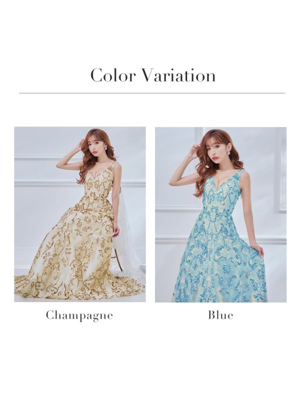 画像25: Lサイズあり【JEAN MACLEAN/ジャンマクレーン】スパンコール刺繍/ Aライン/ フレア/ ロング/ キャバドレス long[OF2A] (25)