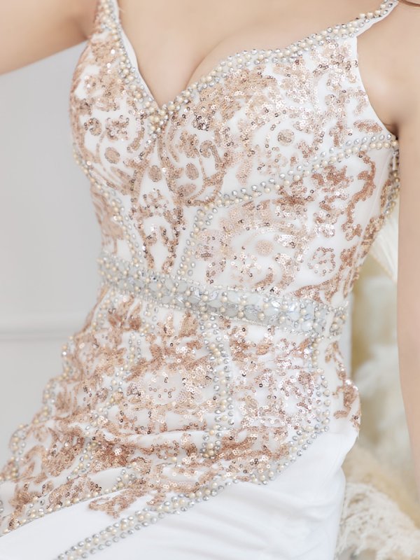 画像2: 【JEAN MACLEAN/ジャンマクレーン】マーメイド/ スパンコール刺繍/ キャミ/ スピンドル/ チュール/ ロング/ キャバドレス long[OF2A] (2)