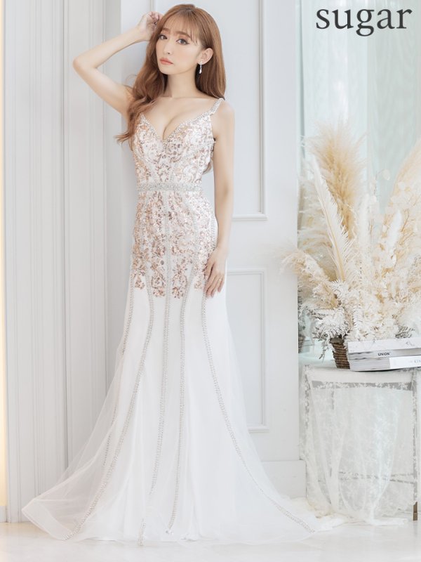 画像7: 【JEAN MACLEAN/ジャンマクレーン】マーメイド/ スパンコール刺繍/ キャミ/ スピンドル/ チュール/ ロング/ キャバドレス long[OF2A] (7)