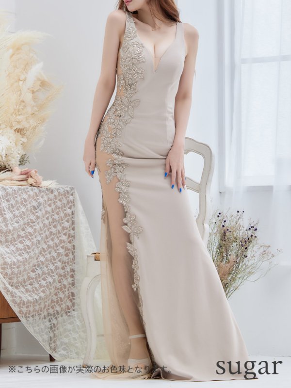 画像8: 【JEAN MACLEAN/ジャンマクレーン】マーメイド/ スパンコール刺繍/ サイドシアー/ ノースリーブ/ スピンドル/ ロング/ キャバドレス long[OF2A] (8)