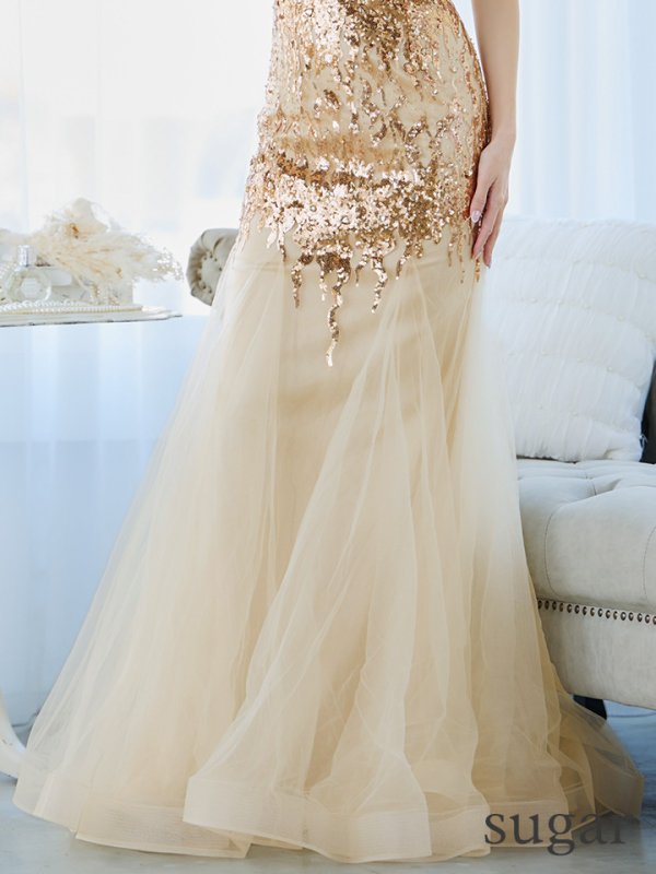 画像16: Lサイズあり【JEAN MACLEAN/ジャンマクレーン】マーメイド/ スパンコール刺繍/ ビジュー/ スピンドル/ ネットレース/ ロング/ キャバドレス long[OF2A] (16)