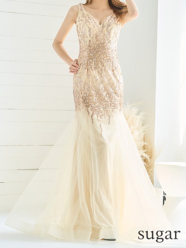 画像25: Lサイズあり【JEAN MACLEAN/ジャンマクレーン】マーメイド/ スパンコール刺繍/ ビジュー/ スピンドル/ ネットレース/ ロング/ キャバドレス long[OF2A] (25)