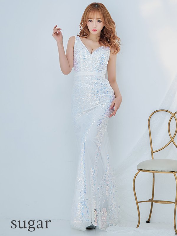 画像13: Lサイズあり【JEAN MACLEAN/ジャンマクレーン】マーメイド/ スパンコール刺繍/ スピンドル/ ノースリーブ/ ロングドレス /キャバドレスlong[OF2A] (13)