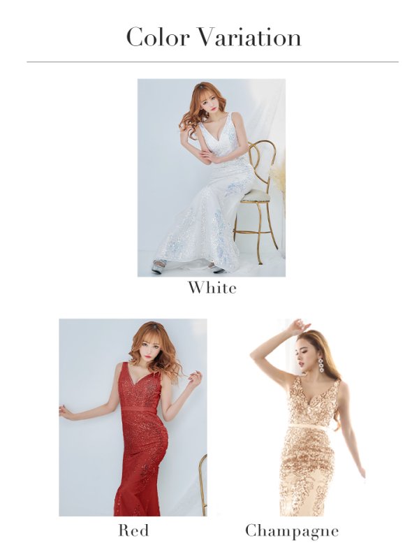 画像27: Lサイズあり【JEAN MACLEAN/ジャンマクレーン】マーメイド/ スパンコール刺繍/ スピンドル/ ノースリーブ/ ロングドレス /キャバドレスlong[OF2A] (27)