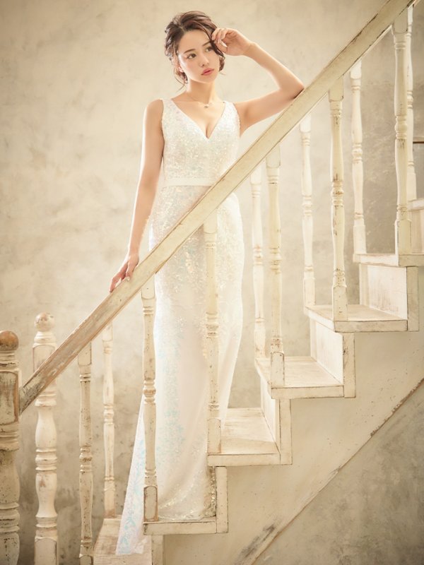 画像6: Lサイズあり【JEAN MACLEAN/ジャンマクレーン】マーメイド/ スパンコール刺繍/ スピンドル/ ノースリーブ/ ロングドレス /キャバドレスlong[OF2A] (6)