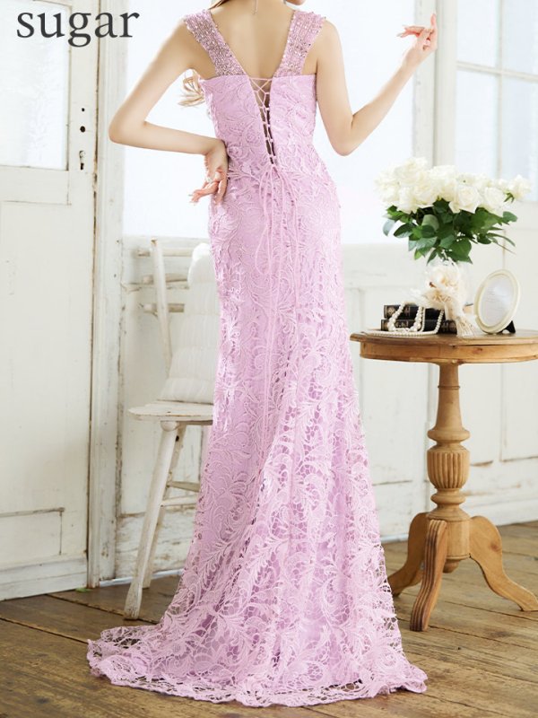 画像12: Lサイズあり【JEAN MACLEAN/ジャンマクレーン】マーメイド/ ケミカルレース/ カットアウト/ スリット/ タイト/ ロングドレス/ キャバドレス long[OF2A] (12)