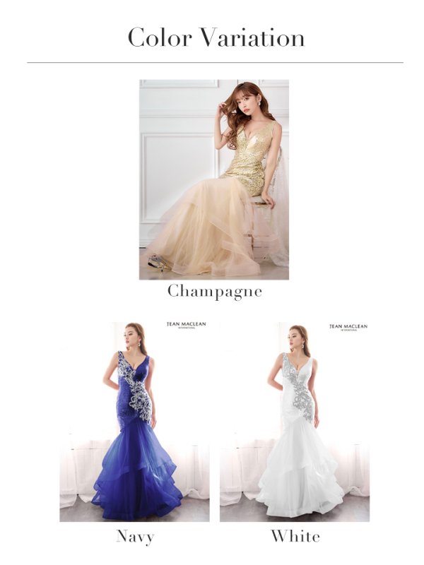 画像22: Lサイズあり【JEAN MACLEAN/ジャンマクレーン】マーメイド/ スパンコール/ ネットレース/ シアー/ ビジュー/ スピンドル/ チュール/ ロングドレス/ キャバドレス long[OF2A] (22)