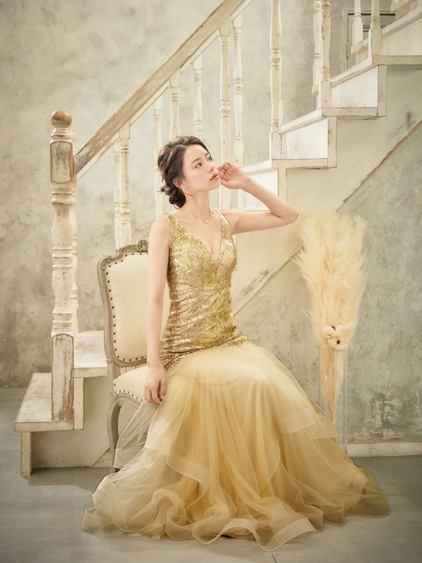 画像6: Lサイズあり【JEAN MACLEAN/ジャンマクレーン】マーメイド/ スパンコール/ ネットレース/ シアー/ ビジュー/ スピンドル/ チュール/ ロングドレス/ キャバドレス long[OF2A] (6)