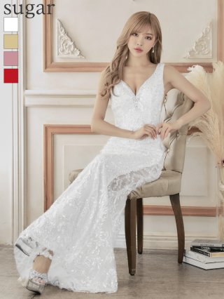 最終お値下げ✨JEAN MACLEAN/スパンコール刺繍マーメイド ジャンマクレーン/赤スパンコール刺繍/マーメイド/ロングドレス/キャバ