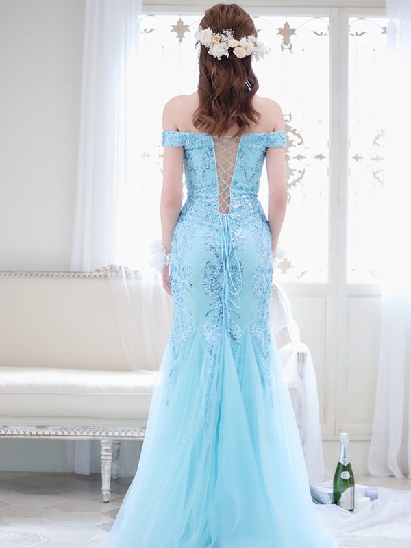 画像11: 【AI / 関西コレクション着用】Lサイズあり【JEAN MACLEAN/ジャンマクレーン】マーメイド/ 刺繍レース/ オフショル/ スピンドル/ ロング/ キャバドレス long[OF2A] (11)