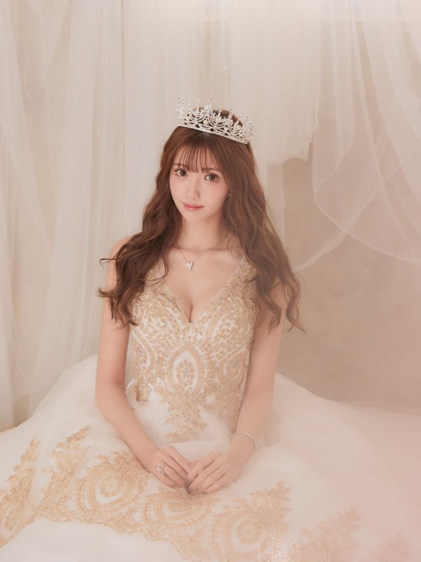 画像2: Lサイズあり【JEAN MACLEAN/ジャンマクレーン】刺繍/ ビジュー/ 裾2段/ 切り替え/ スピンドル/ プリンセス/ ロングドレス/ キャバドレス long[OF2A] (2)