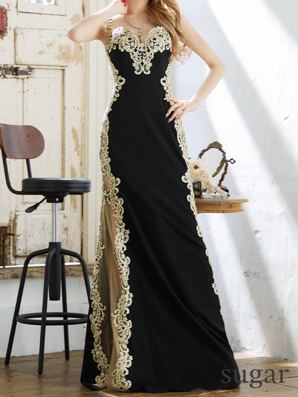 画像8: 【LIMITED SALE開催中！! 11月11日より順次発送予定】Lサイズあり【IRMA/イルマ】デザイン刺繍/ ノースリーブ/ バイカラー/ サイドシアー/ タイト/ ロングドレス/ キャバドレス long[OF2A] (8)