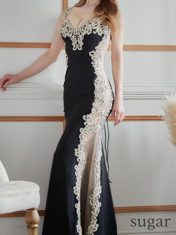 画像18: 【LIMITED SALE開催中！! 11月11日より順次発送予定】Lサイズあり【IRMA/イルマ】デザイン刺繍/ ノースリーブ/ バイカラー/ サイドシアー/ タイト/ ロングドレス/ キャバドレス long[OF2A] (18)