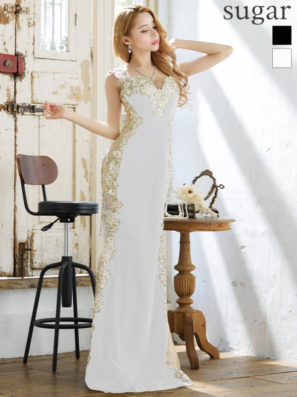 画像20: 【LIMITED SALE開催中！! 11月11日より順次発送予定】Lサイズあり【IRMA/イルマ】デザイン刺繍/ ノースリーブ/ バイカラー/ サイドシアー/ タイト/ ロングドレス/ キャバドレス long[OF2A] (20)