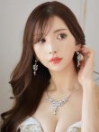 画像1: 【アクセサリー：セット】【Angel R/エンジェルアール】リーフモチーフビジューストーンネックレス＆ピアスセット[OF02] (1)