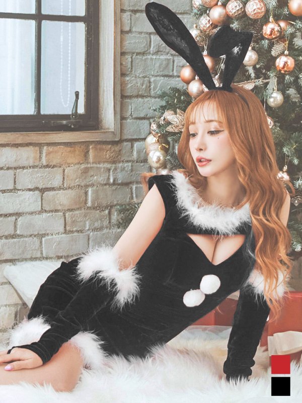 画像15: SALE!【サンタコス 5点セット】【S-Mサイズ/2カラー】セクシーバニーサンタコスプレ[YMT] (15)