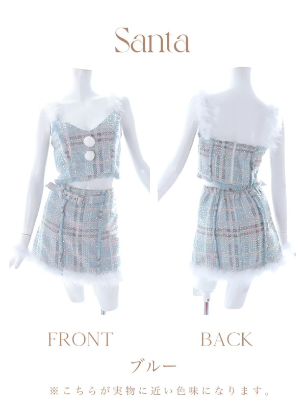 画像19: 【即日発送】【サンタコス 5点セット】【XS-Mサイズ/1カラー】セットアップツイードサンタコスプレ[YMT] (19)