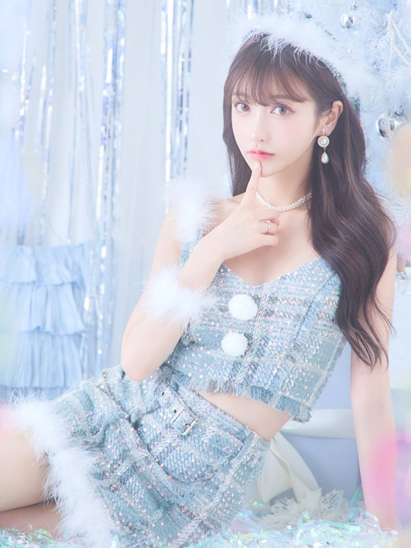 画像2: 【即日発送】【サンタコス 5点セット】【XS-Mサイズ/1カラー】セットアップツイードサンタコスプレ[YMT] (2)