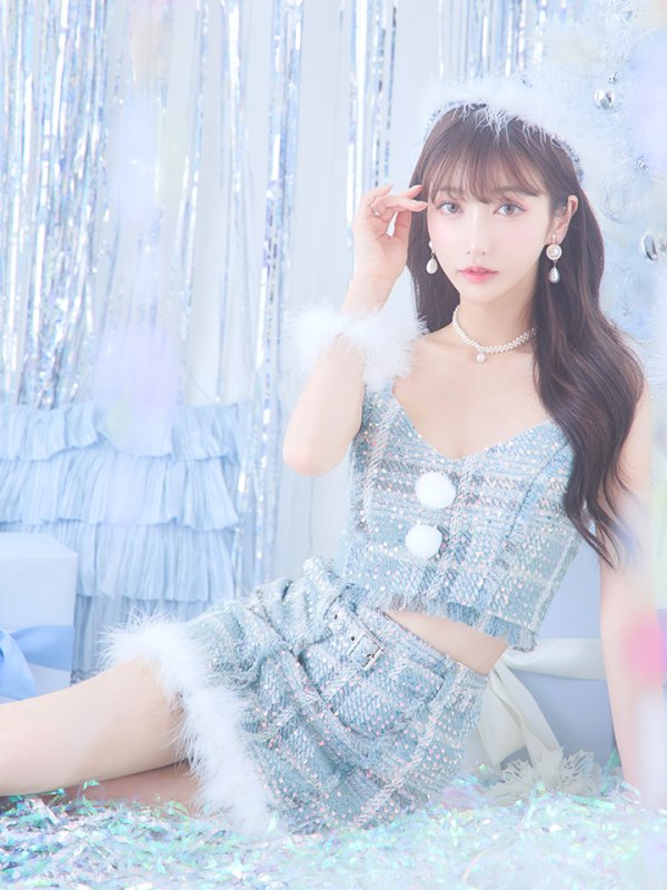 画像3: 【即日発送】【サンタコス 5点セット】【XS-Mサイズ/1カラー】セットアップツイードサンタコスプレ[YMT] (3)