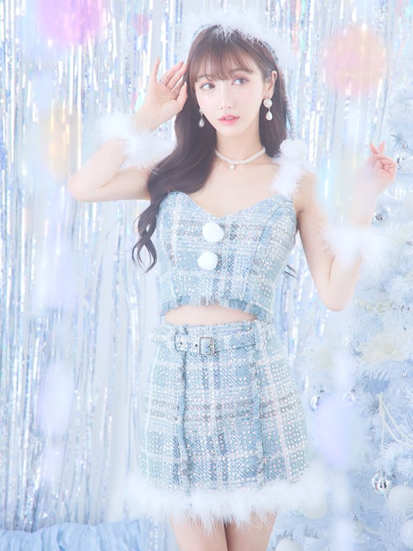 画像4: 【即日発送】【サンタコス 5点セット】【XS-Mサイズ/1カラー】セットアップツイードサンタコスプレ[YMT] (4)