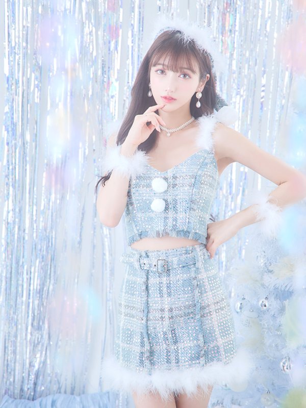 画像8: 【即日発送】【サンタコス 5点セット】【XS-Mサイズ/1カラー】セットアップツイードサンタコスプレ[YMT] (8)