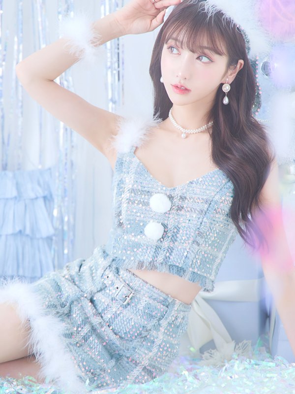 画像9: 【即日発送】【サンタコス 5点セット】【XS-Mサイズ/1カラー】セットアップツイードサンタコスプレ[YMT] (9)