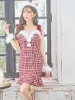 画像34: SALE!【サンタコス 4点セット】【S-Lサイズ/2カラー】ショルダーリボン千鳥タイトサンタコスプレ[YMT] (34)