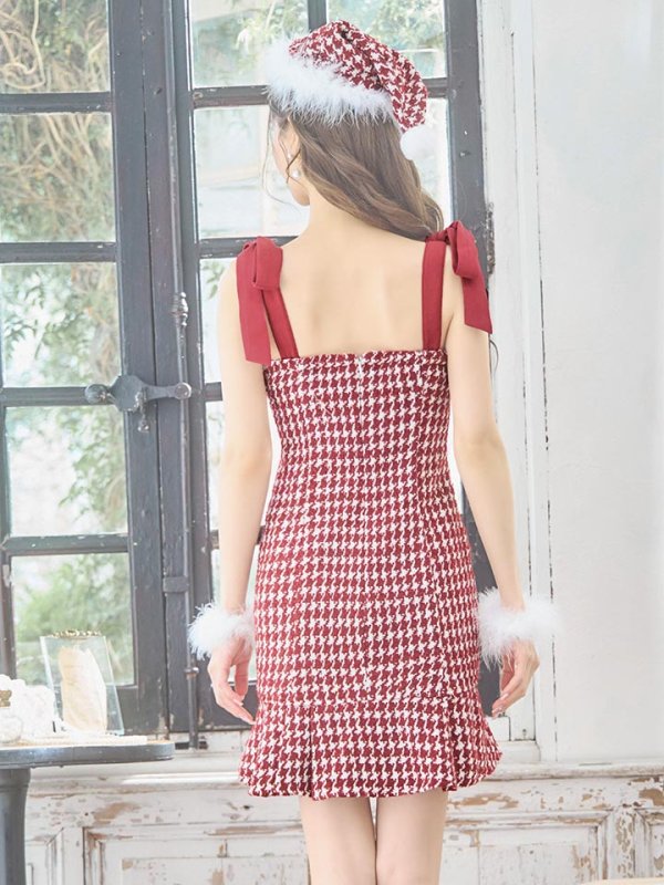 画像29: SALE!【サンタコス 4点セット】【S-Lサイズ/2カラー】ショルダーリボン千鳥タイトサンタコスプレ[YMT] (29)