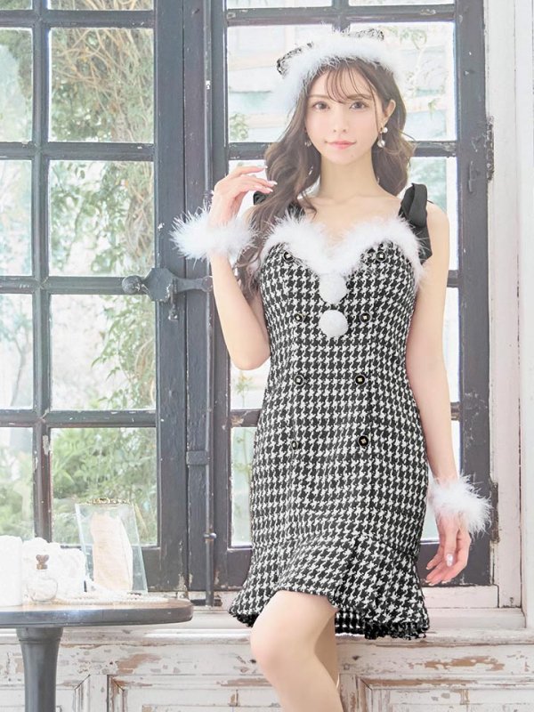 画像9: SALE!【サンタコス 4点セット】【S-Lサイズ/2カラー】ショルダーリボン千鳥タイトサンタコスプレ[YMT] (9)