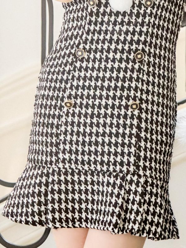 画像21: SALE!【サンタコス 4点セット】【S-Lサイズ/2カラー】肩リボンブラック千鳥タイトサンタコスプレ[YMT] (21)