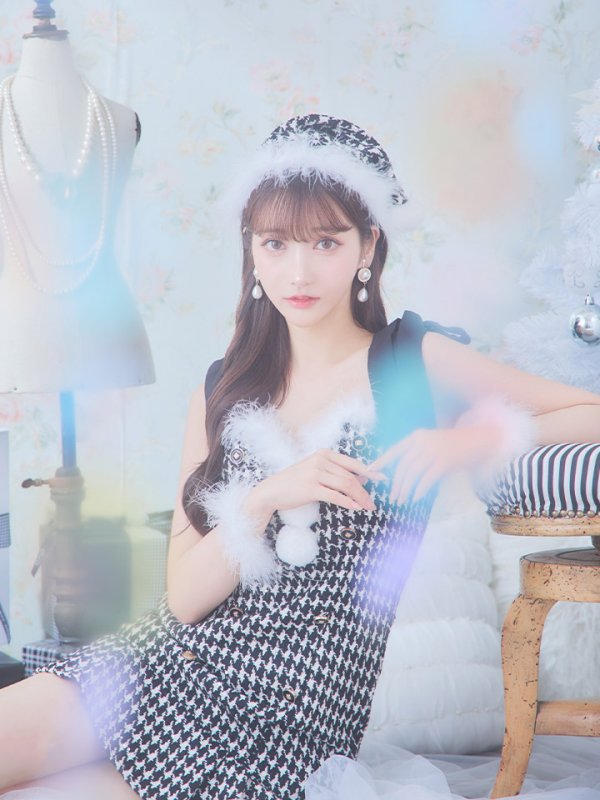 画像33: SALE!【サンタコス 4点セット】【S-Lサイズ/2カラー】ショルダーリボン千鳥タイトサンタコスプレ[YMT] (33)