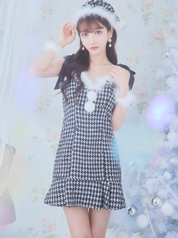 画像35: SALE!【サンタコス 4点セット】【S-Lサイズ/2カラー】ショルダーリボン千鳥タイトサンタコスプレ[YMT] (35)