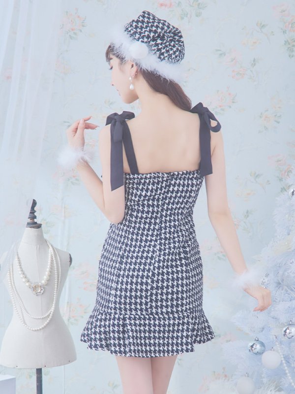 画像40: SALE!【サンタコス 4点セット】【S-Lサイズ/2カラー】ショルダーリボン千鳥タイトサンタコスプレ[YMT] (40)