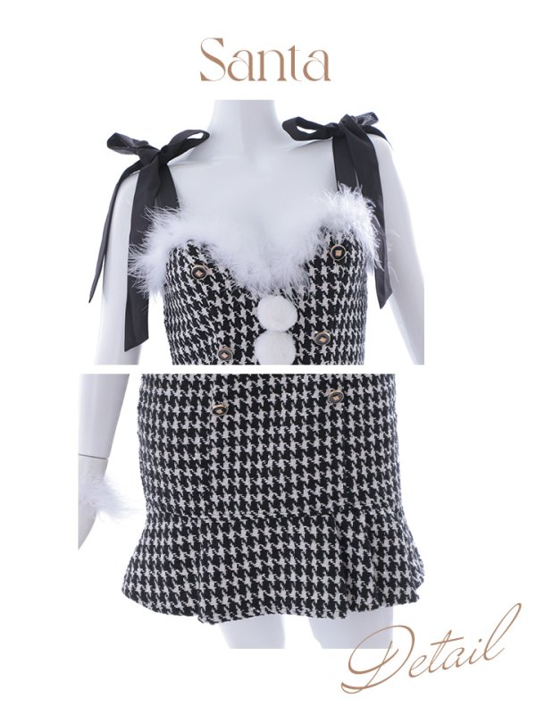 画像44: SALE!【サンタコス 4点セット】【S-Lサイズ/2カラー】ショルダーリボン千鳥タイトサンタコスプレ[YMT] (44)