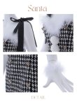 画像41: SALE!【サンタコス 4点セット】【S-Lサイズ/2カラー】肩リボンブラック千鳥タイトサンタコスプレ[YMT] (41)