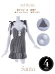 画像42: SALE!【サンタコス 4点セット】【S-Lサイズ/2カラー】肩リボンブラック千鳥タイトサンタコスプレ[YMT] (42)