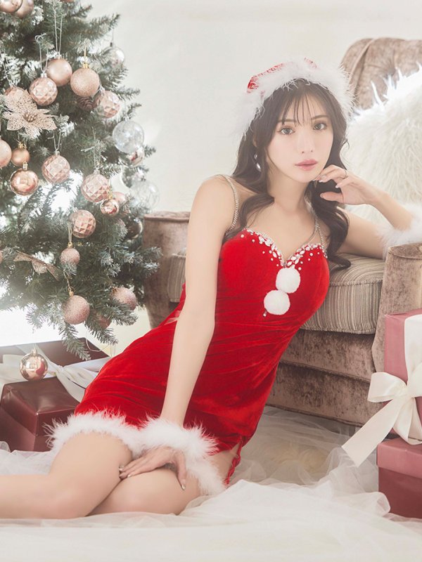 画像16: SALE!【サンタコス4点セット】【XS-Mサイズ/1カラー】サイドシアービジューサンタ[YMT] (16)