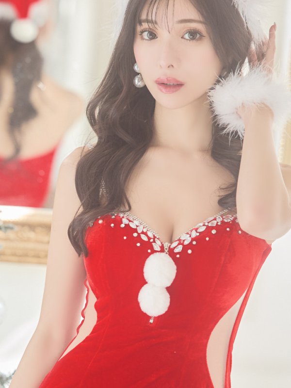 画像19: SALE!【サンタコス4点セット】【XS-Mサイズ/1カラー】サイドシアービジューサンタ[YMT] (19)