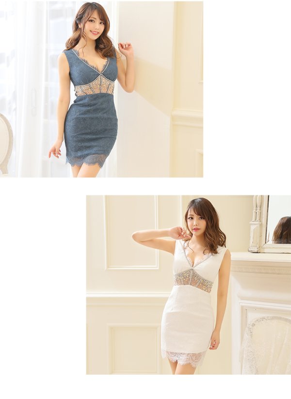 画像2: 【XSサイズあり】【Glossy/グロッシー】チュール/ ラグジュアリー/ タイト/ ミニドレス/ キャバドレス【OF08】 (2)