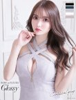 【XSサイズあり】【ROBE de FLEURS Glossy/ローブ・ド・フルール グロッシー】バストクロスジップ/ 片サイドレース切替/ タイト/ ミニドレス/ キャバドレス/クラシカルグレー