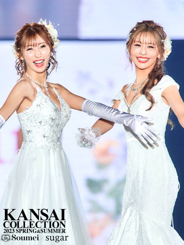 画像2: 【愛沢りん / 関西コレクション着用】【Lip line/リップライン】デザイン刺繍レース/ スピンドル/ メッシュ切り替え/ Aライン/ ロングドレス/ キャバドレス long[HC03] (2)