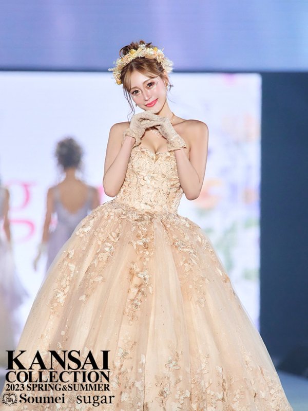 画像2: 【貴咲モエカ / 関西コレクション着用】【ANGEL R/エンジェルアール】ベア/ ウェディング/ バースデー/ プリンセス/ バタフライスパンコール/ ビジュー/ キャバドレスlong【HC03】 (2)