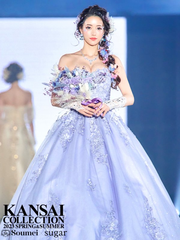 画像2: 【るな / 関西コレクション着用】【ANGEL R/エンジェルアール】ベア/ ウェディング/ バースデー/ プリンセス/ フラワーパール/ ビジュー/ ラメ/ キャバドレスlong[OF2] (2)