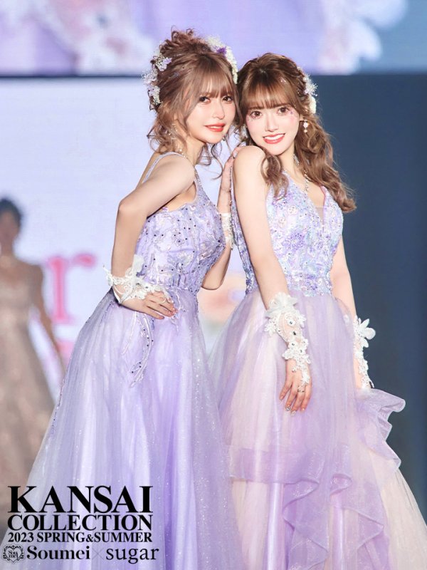 画像3: 【鈴音りん / 関西コレクション着用】【Lip line/リップライン】フラワー刺繍/ 2段フレア/ Aライン/ チュール/ プリンセス/ ロングドレス/ キャバドレスlong[HC03] (3)