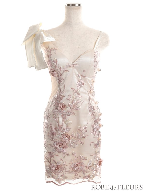 画像14: XS〜Lサイズあり【ROBE de FLEURS/ローブドフルール】立体刺繍レース/ アシンメトリー / タイト/ミニドレス/ キャバドレス[OF08] (14)