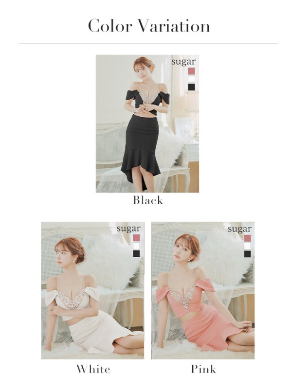 画像24: XSサイズあり【ANGEL R/エンジェルアール】バストフラワーレース/ ビジュー/ セパレート/ オフショル/ マーメイド/ ミディアムドレス/ キャバドレス[OF2] (24)